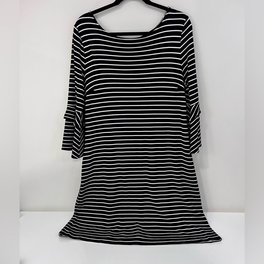 Ann Taylor Black & White Striped Dress Size 12